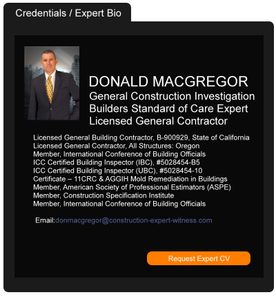 Anaheim California construction expert testimony